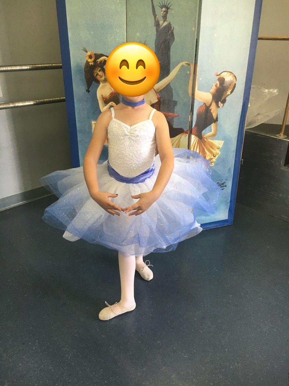 Weissman Sparkling White and Light Blue Ombré Tulle Ballet Dress. Size IC